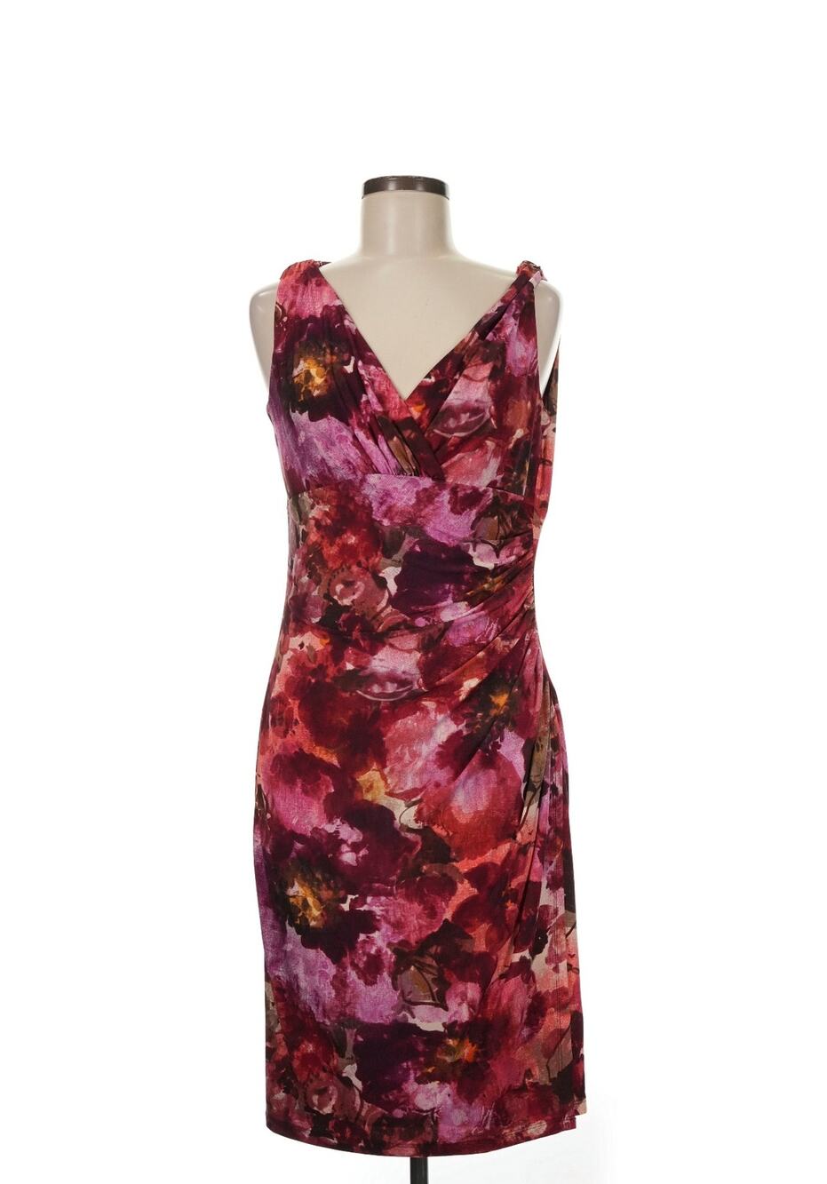 Lauren by Ralph Lauren SZ M V Neck Wrap Floral Print Cocktail dress